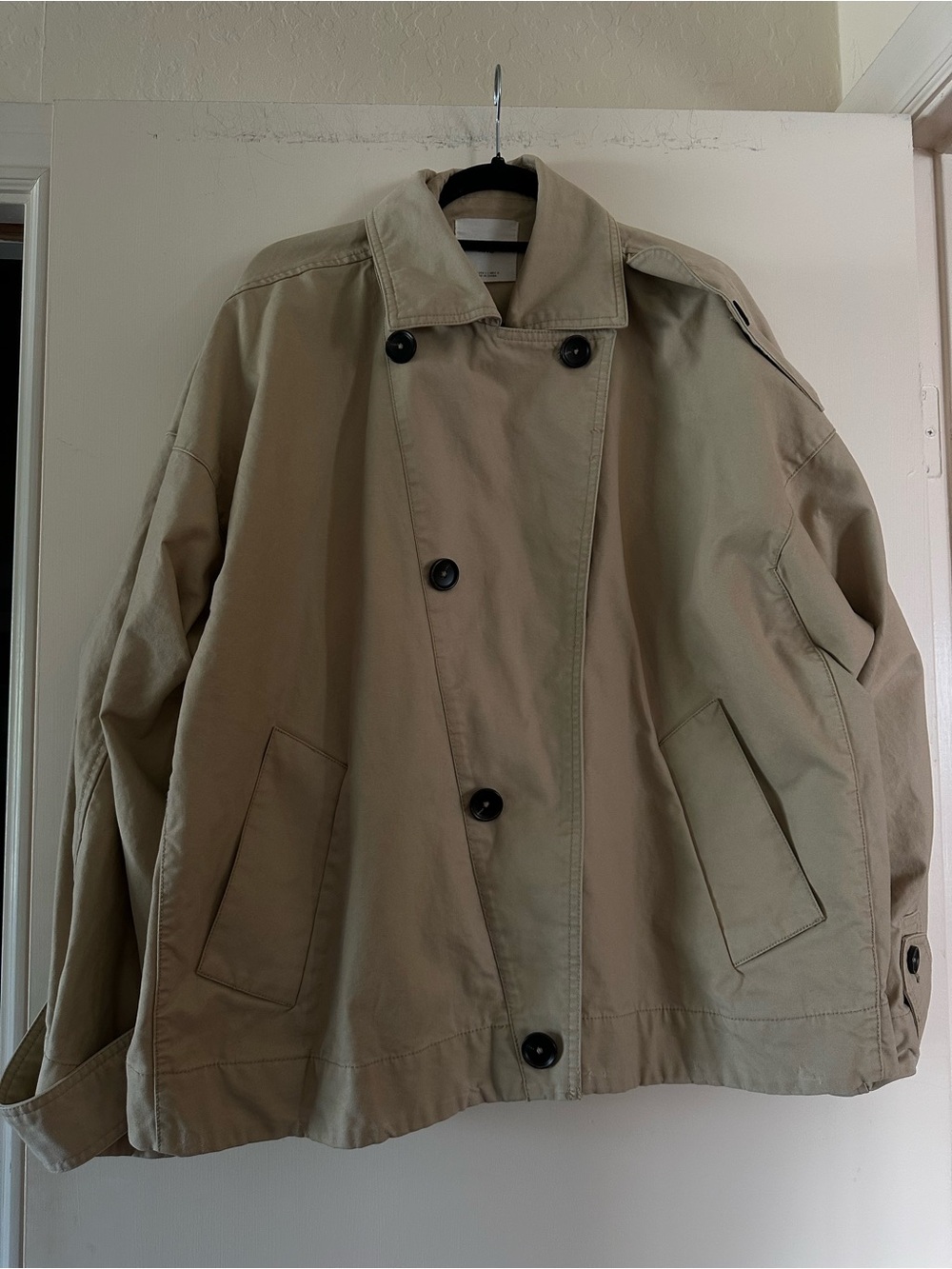 Mango Beige Double-Breasted Trench Coat
